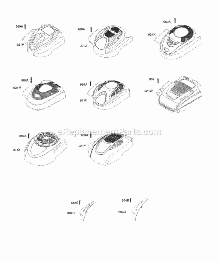 Blower Housing-Shrouds Diagram and Parts List for  Briggs and Stratton Engine